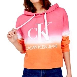 NWOT Prewashed Ombré Cropped Hoodie By CK Sz M Oversized Style